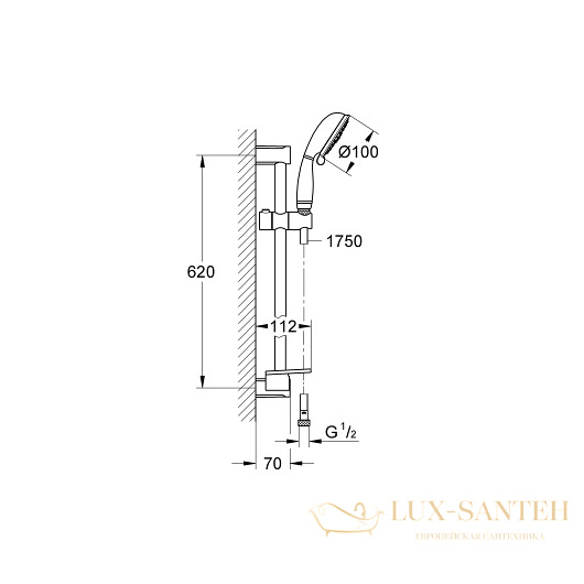 душевой гарнитур grohe new tempesta rustic 100 27609001 9,5 л/мин, хром