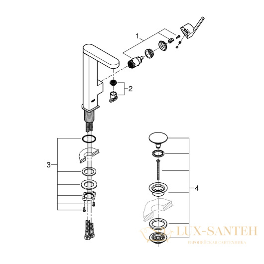 смеситель grohe plus 23873003 для раковины, хром