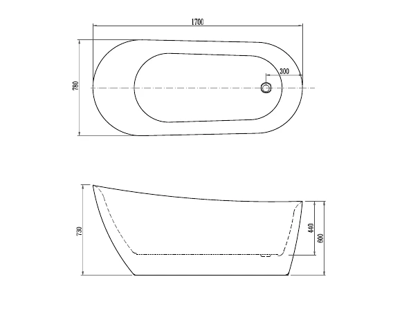 акриловая ванна aquatek лагуна 170x78 см aq-k133778wt, отдельностоящая