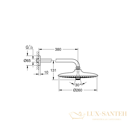 верхний душ grohe euphoria smartcontrol 260 26458000, хром