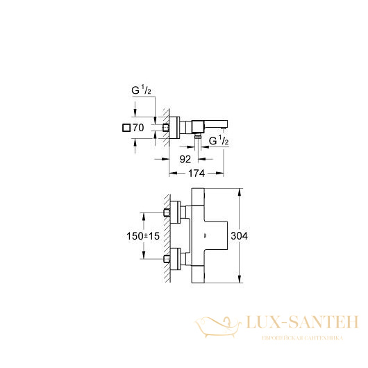 термостатический смеситель grohe grohtherm cube 34497000 для ванны, хром