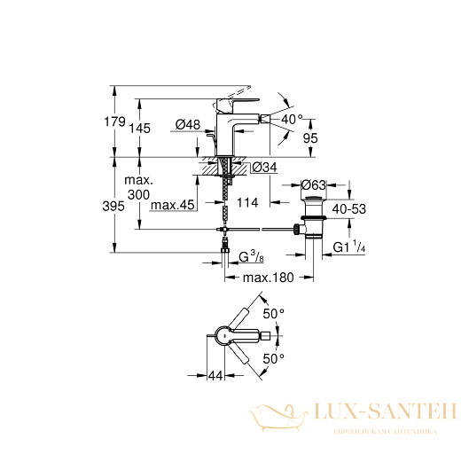 смеситель grohe lineare 33848dc1 для биде, сталь