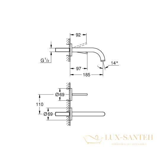 смеситель grohe atrio 19287dc3 для раковины, сталь