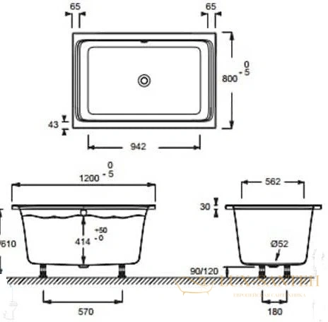 акриловая ванна jacob delafon capsule 120x80 e6d122-00