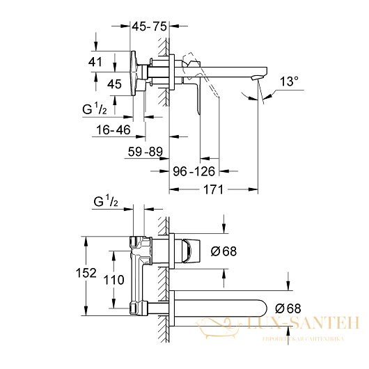 смеситель grohe bauedge 20474000 для раковины, хром