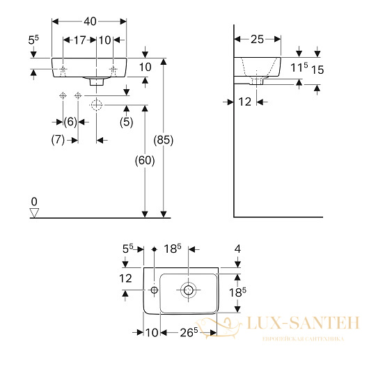 раковина geberit renova compact 276240000 400х250 мм, белый