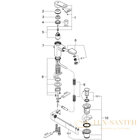 смеситель grohe europlus 33155002 для раковины, хром