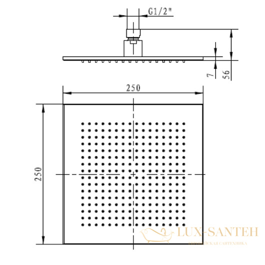 верхний душ villeroy & boch universal tvc00000200061 250х250 мм, хром