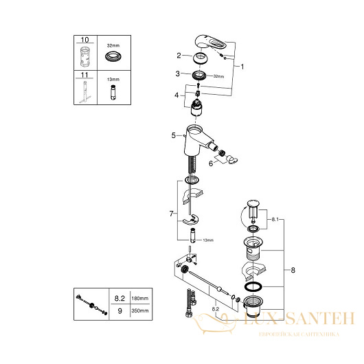 смеситель grohe eurostyle 33565ls3 для биде, белый