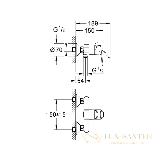 смеситель grohe bauedge 23333000 для душа, хром