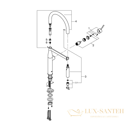 смеситель grohe essence 30294000 для мойки, хром