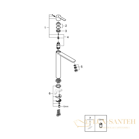 смеситель grohe lineare 23405dc1 для раковины, сталь