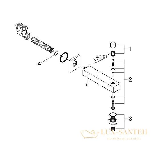 излив grohe eurocube 13304000 для ванны, хром