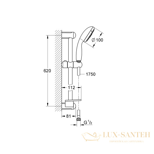 душевой гарнитур grohe new tempesta 100 28436002 9,5 л/мин, хром