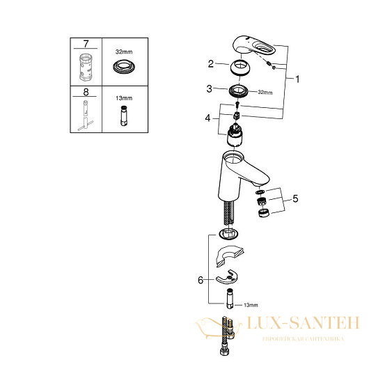 смеситель grohe eurostyle 32468003 для раковины, хром