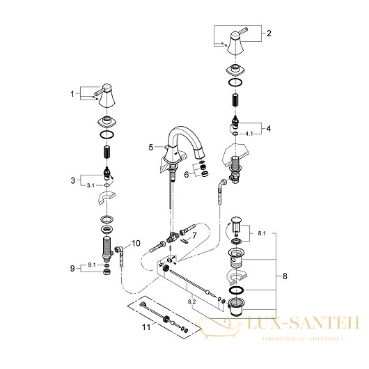 смеситель grohe grandera 20417ig0 для раковины, хром/золото