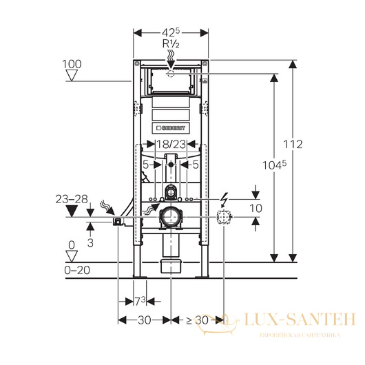 инсталляция для подвесного унитаза geberit duofix up320 111.350.00.5 ширина 42,5 см