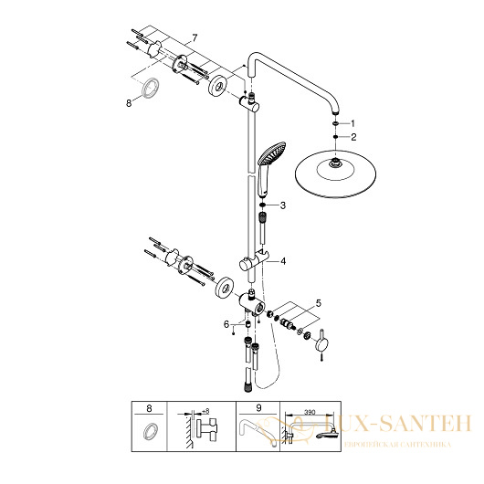 душевая система grohe euphoria 260 27421002 9,5 л/мин, хром