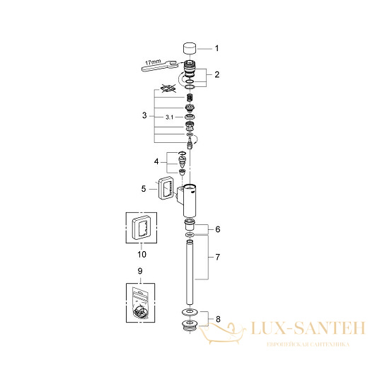 смывное устройство grohe rondo 37339000 для писсуара, хром