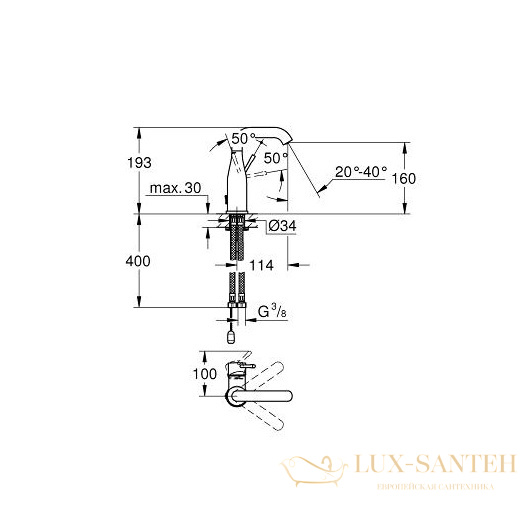 смеситель grohe essence 23480001 для раковины, хром