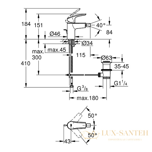 смеситель grohe eurosmart 32929003 для биде, хром