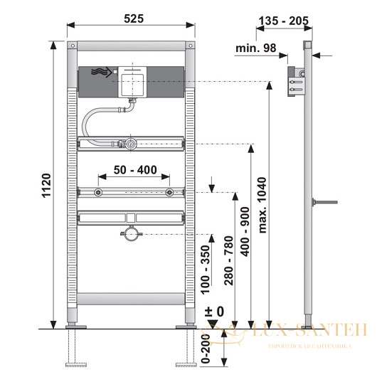 инсталляция villeroy & boch viconnect 9219 89 00 для писсуара, 