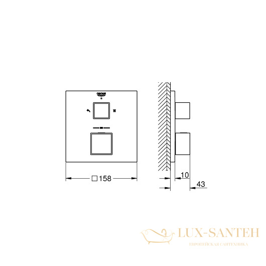 термостат grohe grohtherm cube 24154000 для ванны, хром