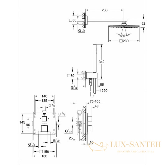 душевая система grohe grohtherm cube 34741000, хром