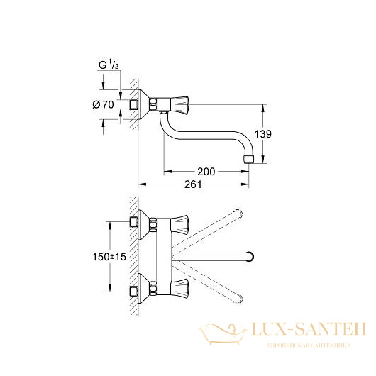 смеситель grohe costa l 31187001 для мойки, хром