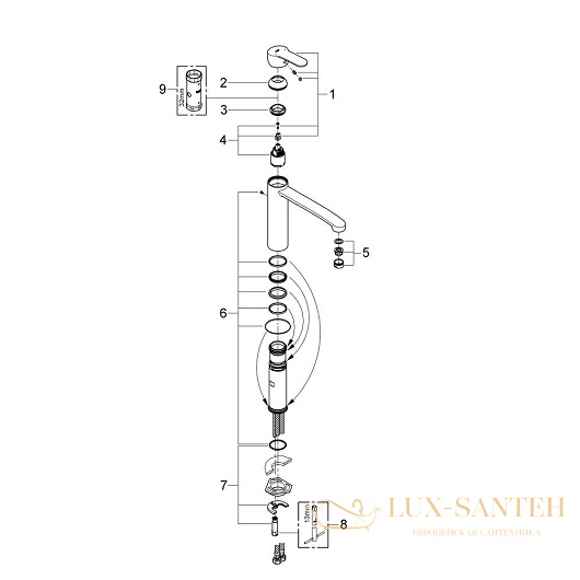 смеситель grohe eurostyle cosmopolitan 31124002 для мойки, хром