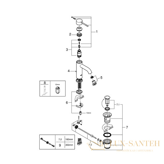 смеситель grohe essence 23589dc1 для раковины, сталь