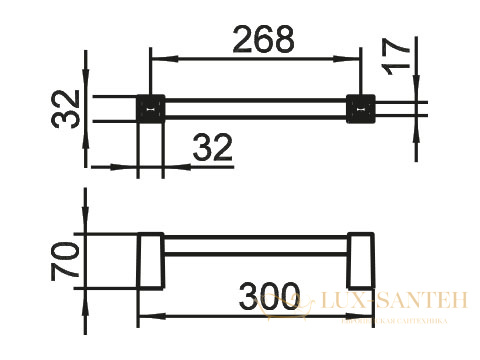 поручень keuco 300 mm хром 14707010000