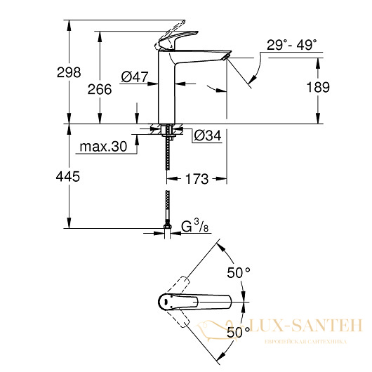 смеситель grohe eurosmart 23971003 для раковины, хром