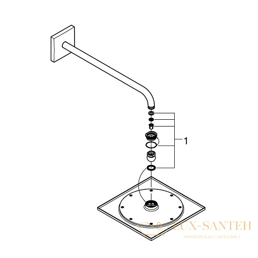 верхний душ grohe rainshower f-series 26259000 254х254 мм, хром