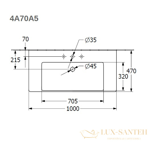 раковина villeroy & boch subway 3.0 4a70a501 1000х470 мм, белый