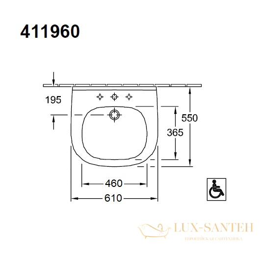 раковина villeroy & boch o.novo vita 41196001 610х550 мм, белый