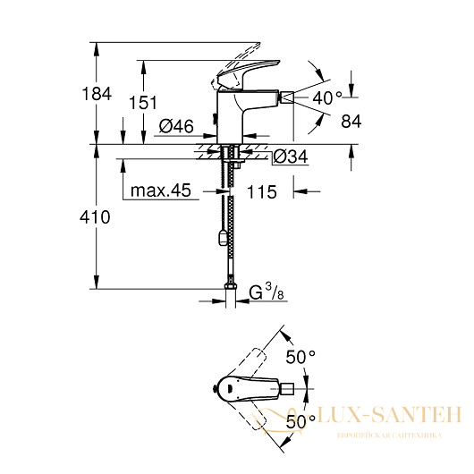 смеситель grohe eurosmart 32927003 для биде, хром