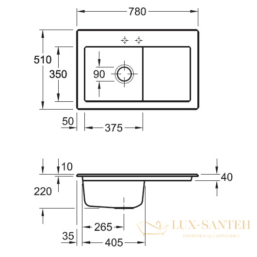 кухонная мойка villeroy & boch subway 45 677201r1 ceramicplus 780×510 мм, белый