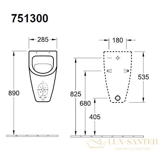 писсуар villeroy & boch subway 75130001, белый