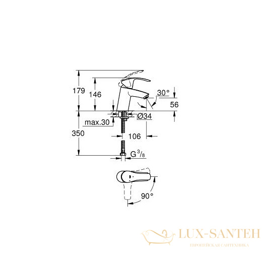 смеситель grohe eurosmart 32154002 для раковины, хром