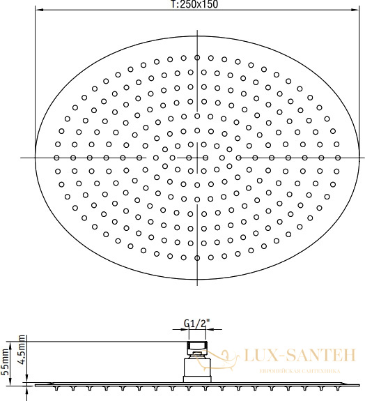 верхний душ rgw shower panels 21148325-01 sp-83-25, хром