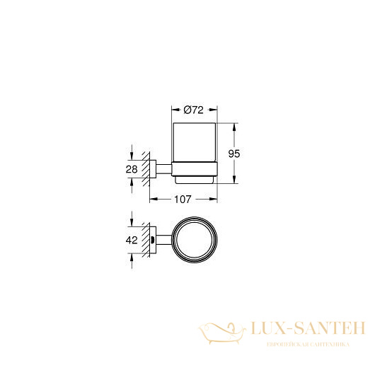 стакан grohe essentials cube 40755001, хром