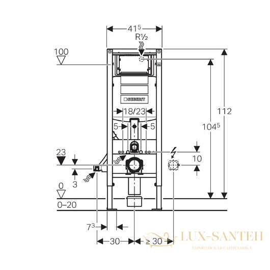 инсталляция для подвесного унитаза geberit duofix up320 111.361.00.5 ширина 41,5 см
