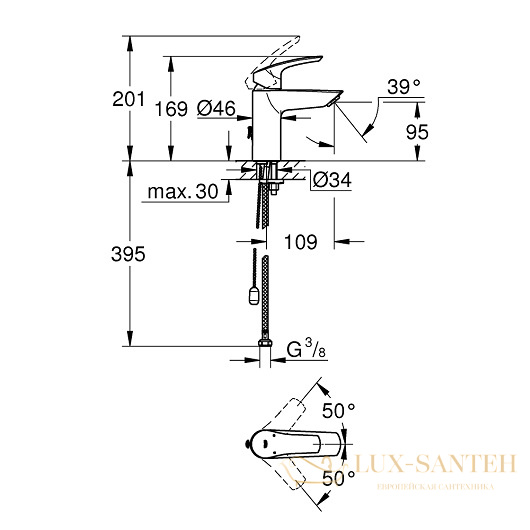 смеситель grohe eurosmart 33188003 для раковины, хром