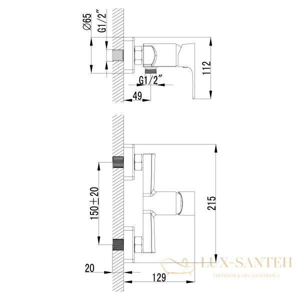 смеситель lemark plus factor lm1603c для душа