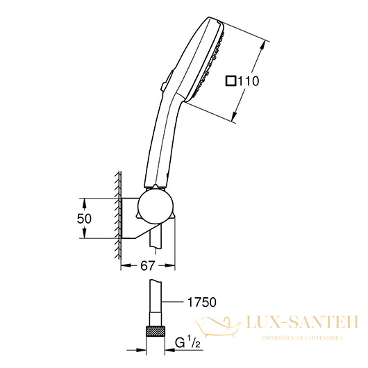 душевой гарнитур grohe tempesta cube 110 27584003 8,4 л/мин, белый