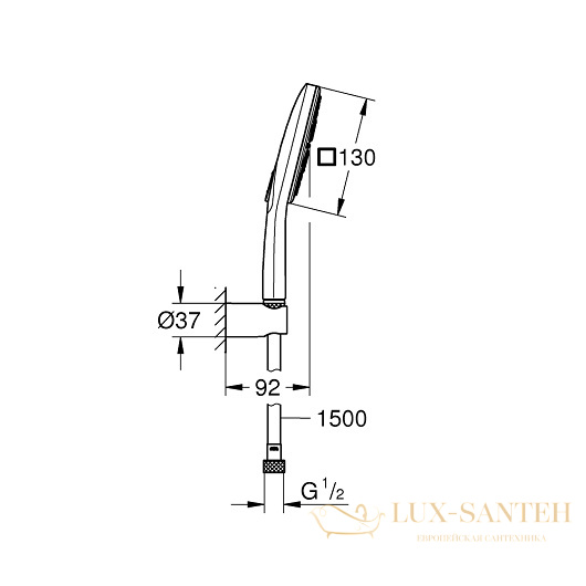 душевой гарнитур grohe rainshower smartactive 130 cube 26589ls0, белый