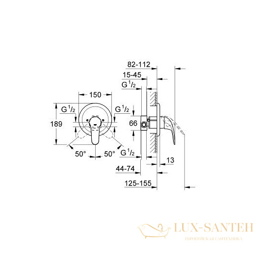 смеситель grohe euroeco 32742000 для душа, хром