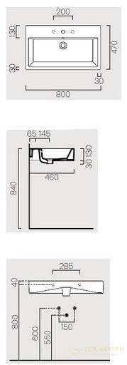 раковина gsi kube 892211 80 см, белый