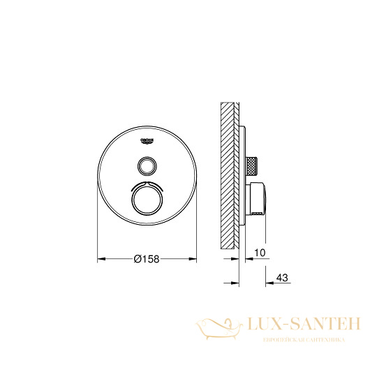 смеситель grohe grohtherm smartcontrol 29144000 для душа, хром